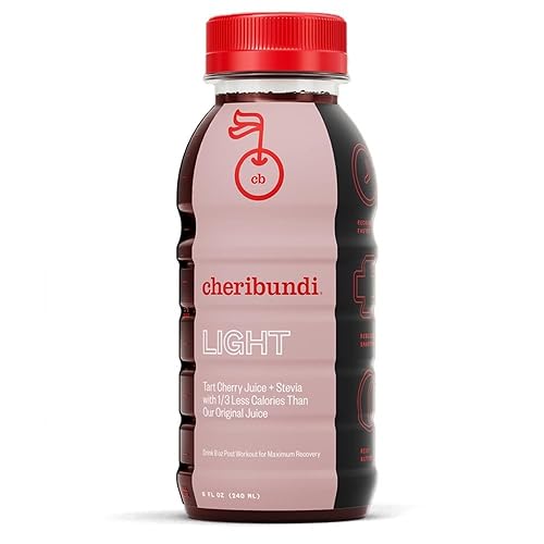 Cheribundi 100% Tart Cherry Juice Light | Low Calorie & Reduced Sugar Tart Cherry Juice | Athletes Recovery Drink | Promotes Restorative Sleep, Muscle Recovery & Boosts Performance | 8 floz (24 Pack)