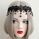 Bodermin Fashion Noble Retro Women Girls lace Pearl Hair bands (black)