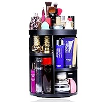 Aspior Bathroom Organizer 360 Rotating Cosmetic Storage Holders for Modern Vanity Countertop Makeup Accessories Display Large Capacity 7 Layers Adjustable (Round Black)
