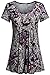 Tencole Women's Tunic Tops For Leggings Short Sleeve Shirts Botton Up Casual Ruched Blouses Clothes Purple Floral