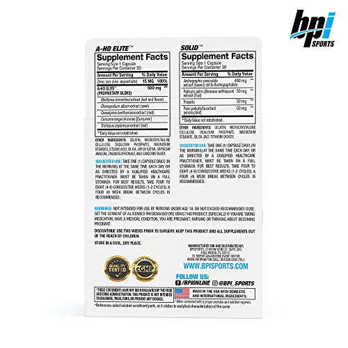 BPI Sports AHD Elite/Solid (30 Capsules) Men’s Testosterone Booster