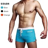 Swimsuit Men Swim Briefs Trunk Square Leg Cut Swimwear Boardshort Beach Short Surfwear with Pocket