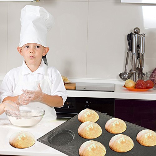 Amzchoice Silicone Hamburger Bread Forms Perforated Bakery Molds Non Stick Baking Sheets Fit Half Pan Size - Thumbnail 4