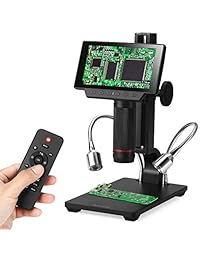 Koolertron   Microscopio digital con control remoto inalámbrico LCD 1080P de 5 pulgadas (hasta 560 aumentos, con soporte ajustable, salida USB HDMI AV, grabadora de vídeo con 8 luces LED ajustables)