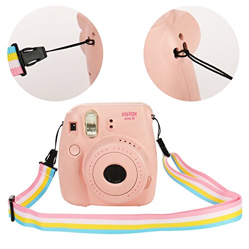 Katia Camera Case Bag Compatible for Fujifilm Instax Mini 9 Instant Camera, also for Fujifilm Instax Mini 8 Instant Film Camera with Strap - Shining Pink