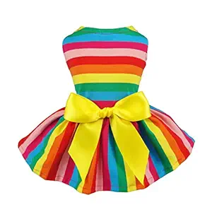 Fitwarm Rainbow Pet Clothes Dog Dresses Vest Shirts Sundress Xxs