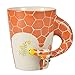 HOMEE 3D Coffee Mug, Handmade Hand Painted Creative Art Mug Ceramic Milk Cups Travel Mug Africa Style Giraffe Christmas gift