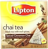 Lipton Pyramid Tea Bags, Spiced Cinnamon Chai, 18 Count (Pack of 6)
