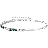 Bellitia Jewelry Platinum/14k Gold Plated 925 Sterling Silver Paperclip Link Chain Bracelet & Cubic Zirconia Tennis Bracelet for Women, Infinite Adjustable CZ Bracelets