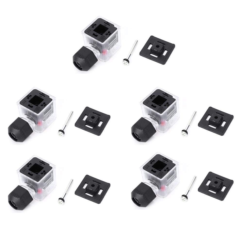 5PCs Hydraulic Solenoid Valve Coil Plug Waterproof Dustproof Transparent with Light(12V)