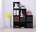 BASTUO 9-Cube Storage Organizer, DIY Modular Plastic Storage Cube 4-Tier Bookcase Shelf Cabinet Closet, Black