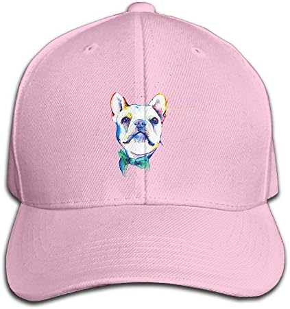 Funny Watercolor French Bulldogs Adjustable Baseball Caps Unstructured Dad Hat 100% Cotton Pink