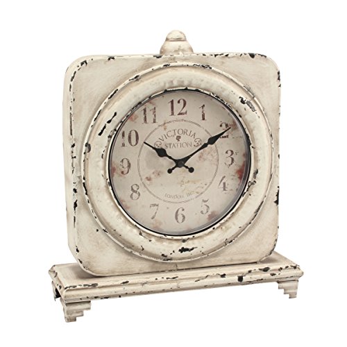 Stonebriar Victoria Station Table top Clock, Off White Pricepulse