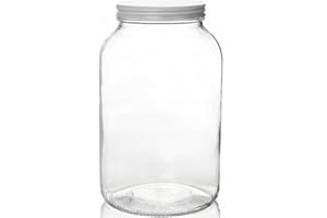Fermtech 1 Pack 1 Gallon Glass Wide Mouth Mason Jars with Airtight Plastic Lids - Safe for Fermenting Kombucha Kefir - Pickli