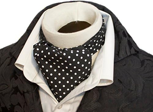 Elegantascot Handmade Pure Cotton Cravat Ascot Tie - Black and White Dot