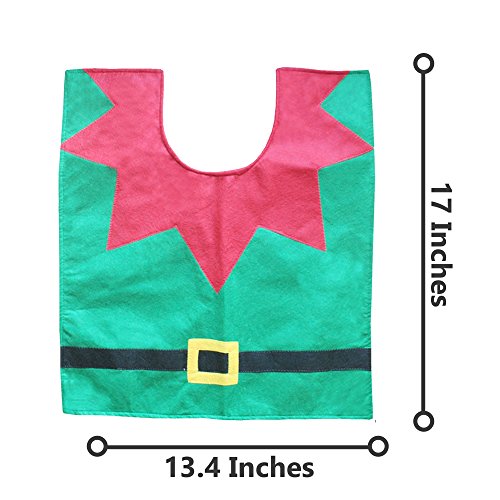 Festive Christmas Bathroom Decoration Set, 3-Piece Plush Snowman and Santa Toilet Seat Cover and Rug Set with Tank Tissue Box Cover For Holiday Bathroom Ornament (Santa Elf)
