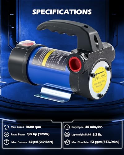 Orion Tech Motor Bomba de Transferencia Diesel Kit 12 V Volt DC Cebado Automático 45L/min de Aceite de Combustible w/Manguera