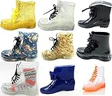 Women's Jelly Rubber Rain Color Clear Waterproof TransparentRound Toe Ankle Martin Laceup Boot Shoes