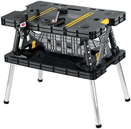 Keter Folding Table Work Bench For Woodworking Tools & Accessories With Clamps