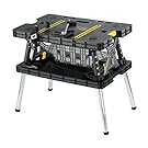 Keter Folding Compact Workbench Sawhorse Work Table with Clamps 1000 lb Capacity