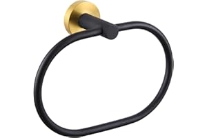 Suyar Towel Ring, Stainless Steel Hand Towel Holder for Bathroom Wall, Oval Shape, Gold and Black