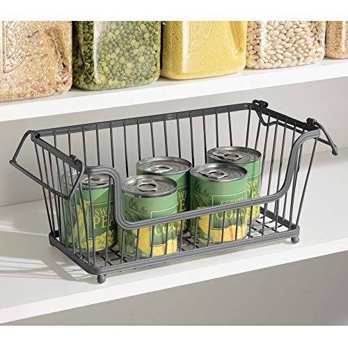 mDesign Modern Farmhouse Metal Wire Household Stackable Storage