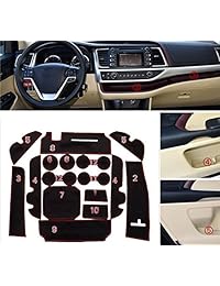 Ajuste personalizado portavasos y puerta maletero accesorios se adapta para Toyota Highlander 2015 (16 piezas).