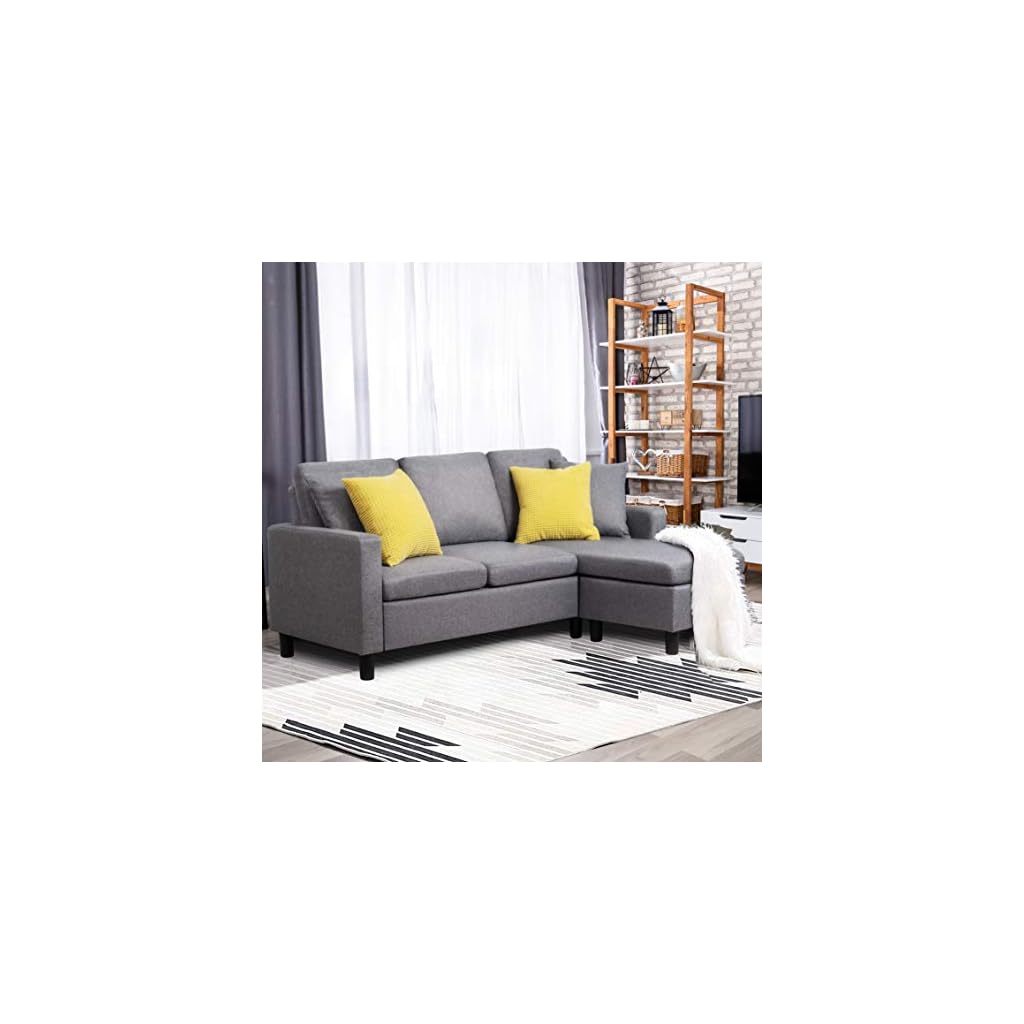 JY QAQA Sectional Sofa Couch Convertible Chaise Lounge, Modern Sofa Set