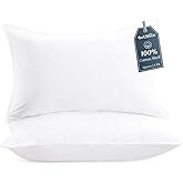 VANSILK Hotel Bed Pillows Queen Size Set of 2, Luxury Flat/Medium Support Pillows for Back, Stomach or Side Sleepers Down Alternative Filling Soft Breathable Pillows