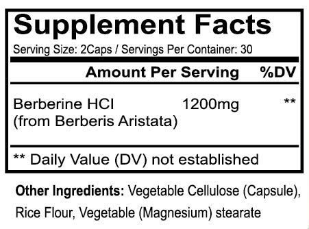 Vicksson Berberine HCL Supplement 1200mg, Supports Immune System, Glucose Metabolism, Blood Sugar, Insulin for Diabetes, Cardiovascular & Gastrointestinal Function, Weight Management | 60 Capsules