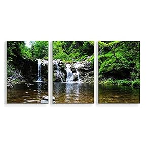 3 Piece Canvas Wall Art Waterfall in Deep Forest of Croatia Painting Artwork for Home Prints Frame - 16"x24" x 3 Panels