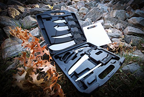 Elk Ridge - Outdoors Hunting Knife Set - Game Processing Kit - 9-PC Set, Includes Cutting Board and Hard Sided Storage Case - Hunting, Camping, Survival, ER-190