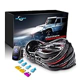 MICTUNING LED Light Bar Wiring Harness Fuse 40Amp Relay ON-OFF SASQIATCH Rocker Switch Blue(2 Lead )
