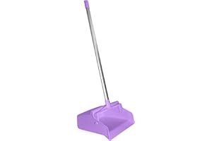 CARLISLE FOODSERVICE PRODUCTS SPARTA Upright Dustpan with Aluminum Handle, Serrated Edge for Broom Combing, Secure Yoke Lock with Easy Storage Hanging Hole for Commercial Cleaning, Plastic, 30 Inches, Purple