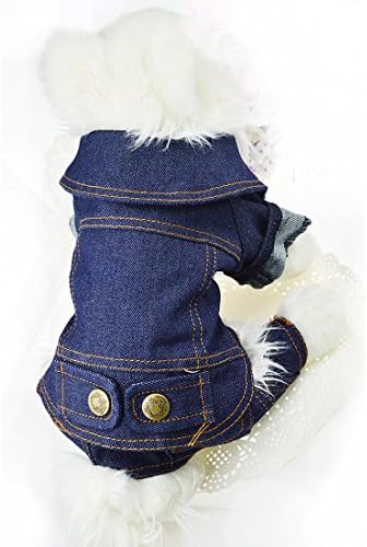Startony Dog Pets Coat Jeans Jacket Restoration Dark Blue Jumpsuit Warm Hoodie For Large Dog