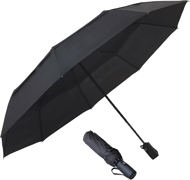Guarda-chuva Dobrável Automático Compacto Resistente ao Vento (Duplo Preto) — foto 1 de 6