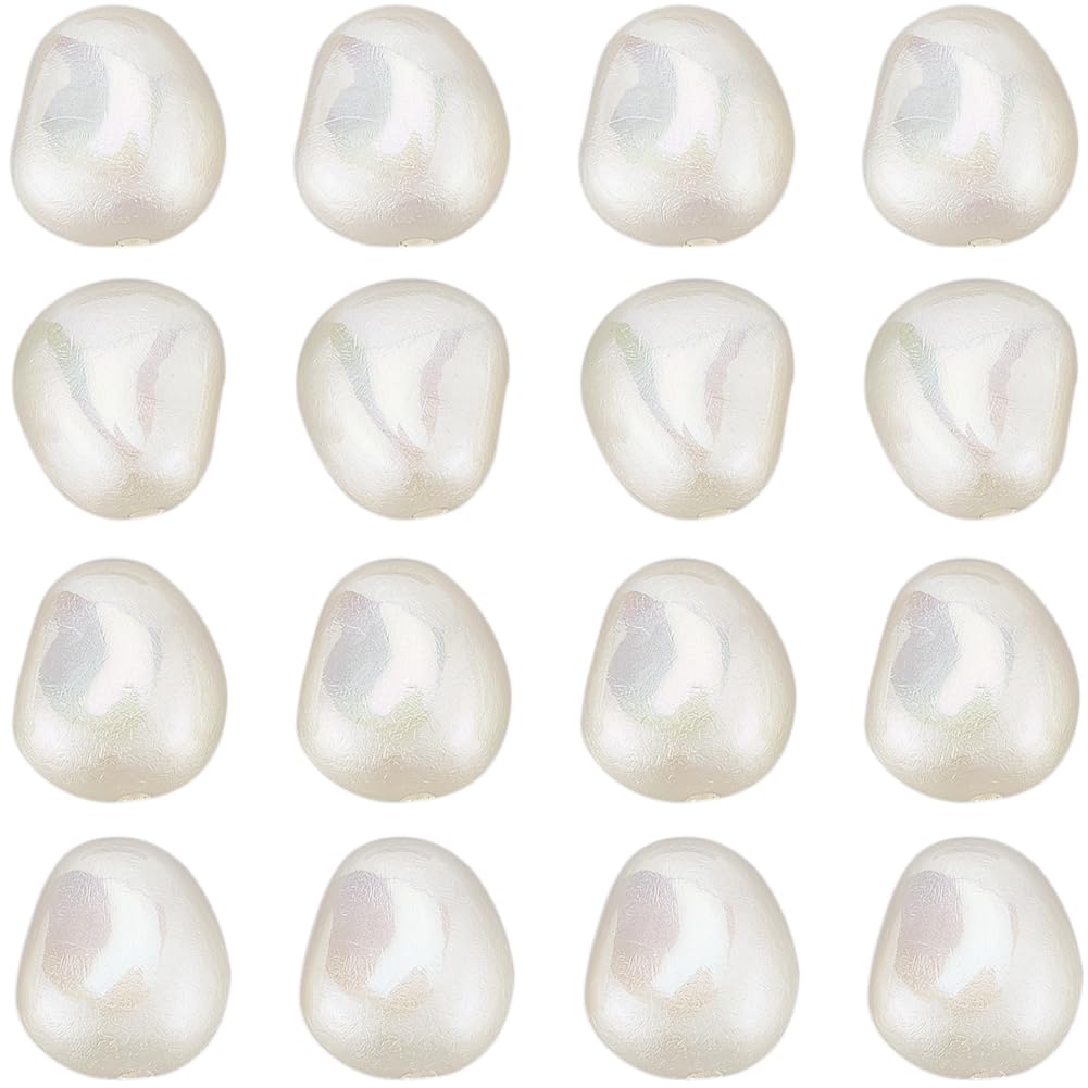 SUNNYCLUE 1 Box About 30Pcs Plastic Beads Bulk Imitation Pearls Bead Big Large White Baroque Pearl Loose Pearls Charms for jewellery Making Beads Assortments DIY Crafts Necklace Bracelet Earring