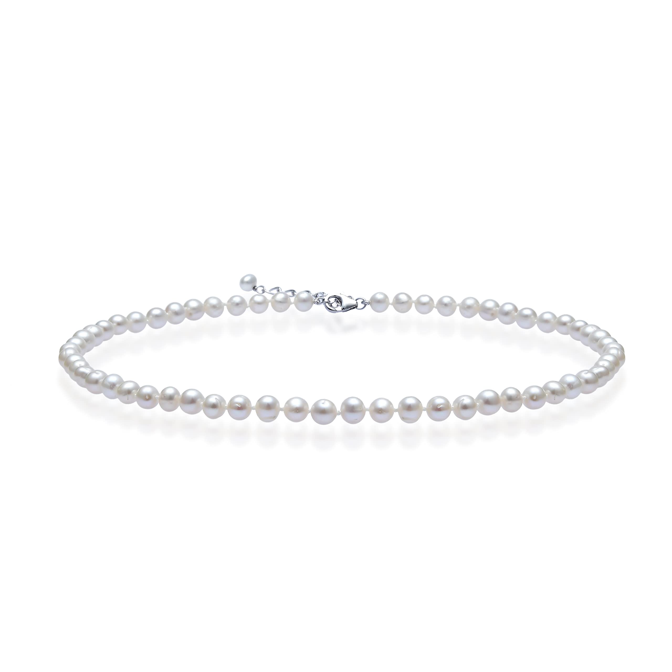 Jo & Co. 16 Inch (plus 2" Extension) 6mm Freshwater Potato Pearl and Sterling Silver Necklace, 925 Sterling Silver, Contemporary Packaging