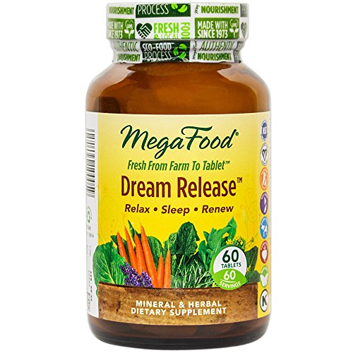 MegaFood - Dream Release, Promotes Mental Calm to Support Deep Relaxation and Restorative Sleep with Ashwagandha and Valerian Root, Vegan, Gluten-Free, Non-GMO, 60 Tablets (FFP)