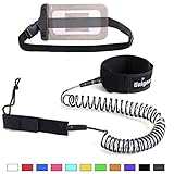 Unigear Premium 10' Coiled SUP Leash (11 Colors) Inflatable Paddle Board Leash with Waterproof Wallet (Transparent Black-New)