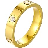 YCSLYW Ladies Stainless Steel Ring Love Friendship Ring Golden high polishing, low allergy Wedding Jewelry Valentine's Day Birthday Gift, 5-10