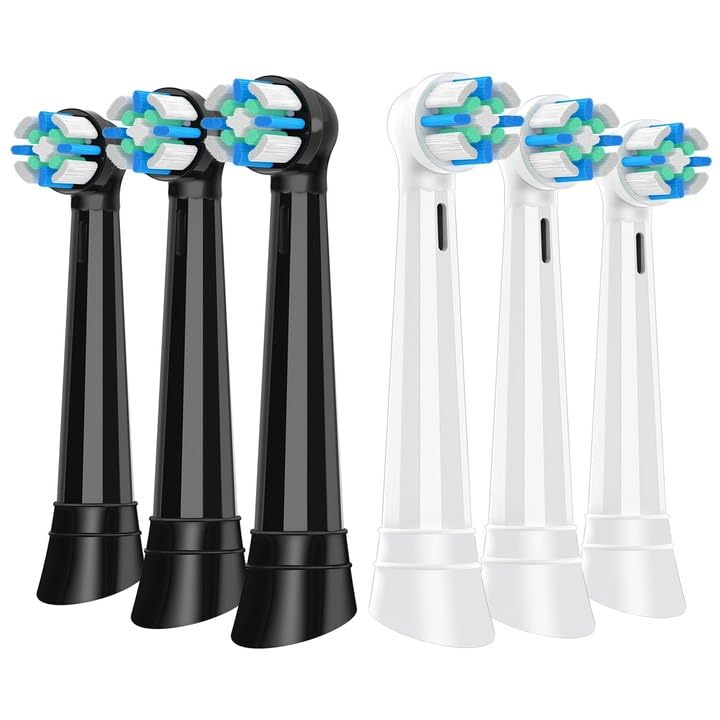Photo 1 of 6 Count IO Replacement Heads Compatible with Oral B IO 2/3/4/5/6/7/8/9/10 Series Electric Toothbrushes, Medium Softness Brush Heads Compatible with Oral B iO for Teeth and Gums Care (Black White)