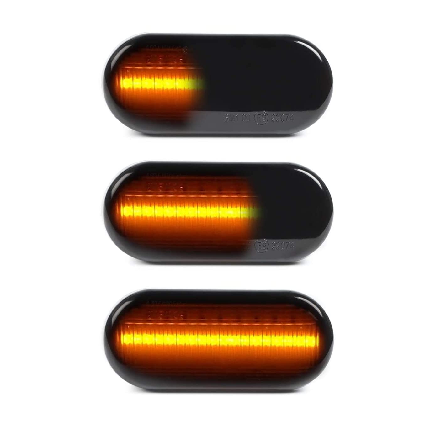 OZ-LAMPE Dynamic Side Indicator for VW-SEAT-FORD-SKODA, Amber Turn Signal Light for Fiesta C-Max Focus Fusion Bora Golf Jetta Passat Polo Sharan Vento Ibiza Citigo Felicia, LED Side Marker, Smoked