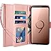 LK Galaxy S9 Plus Case, [Wrist Strap] Luxury PU Leather Wallet Flip Protective Case Cover with Card Slots and Stand for Samsung Galaxy S9 Plus (Rose Gold)