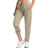 BVVU Women's Hiking Pants Lightweight Quick Dry Travel Outdoor Pants Waterproof Work Cargo Joggers with Zipper Pockets