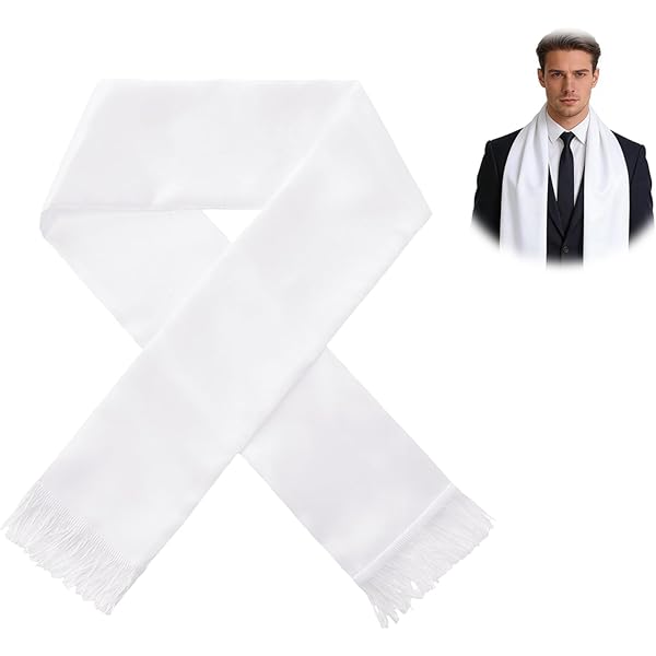 Amazon.com: Geyoga White Scarf Men 1920's Scarf with Tassels
