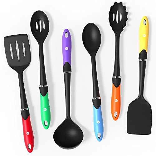 Vremi 6 pc Nonstick Cooking Utensils Set BPA Free Nylon with Fun
