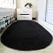 junovo Oval Fluffy Ultra Soft Area Rugs for Bedroom Plush Shaggy Carpet for Kids Room Bedside Nursery Mats, 2.6 x 5.3ft, Black primary