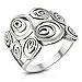 Sterling Silver Wide Geometric Spiral Swirl Ring - Size 7