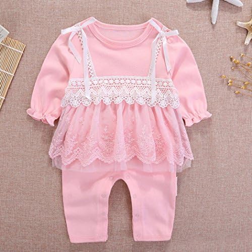 Longra Body Bebe Fille Combinaison Enfant Manche Longue Uni Dentelle Jumpsuit Princesse Romper Haut A Manches Longues Vetements De Nuit Habits Bebe Mode Pyjama Bebe Originaux Vetements De Sport Bebe Puericulture